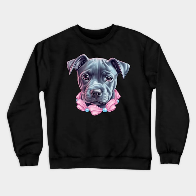 Cute Staffy Puppy Crewneck Sweatshirt by Enchanted Reverie